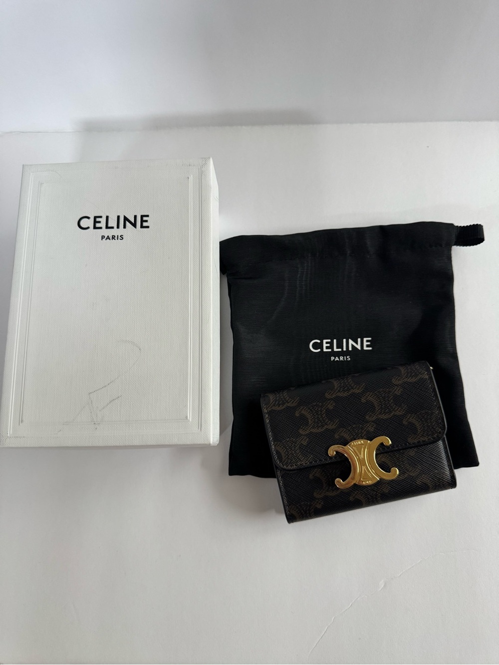 Celine Triomphe Canvas Compact Wallet with Coin - Picture 2 of 6